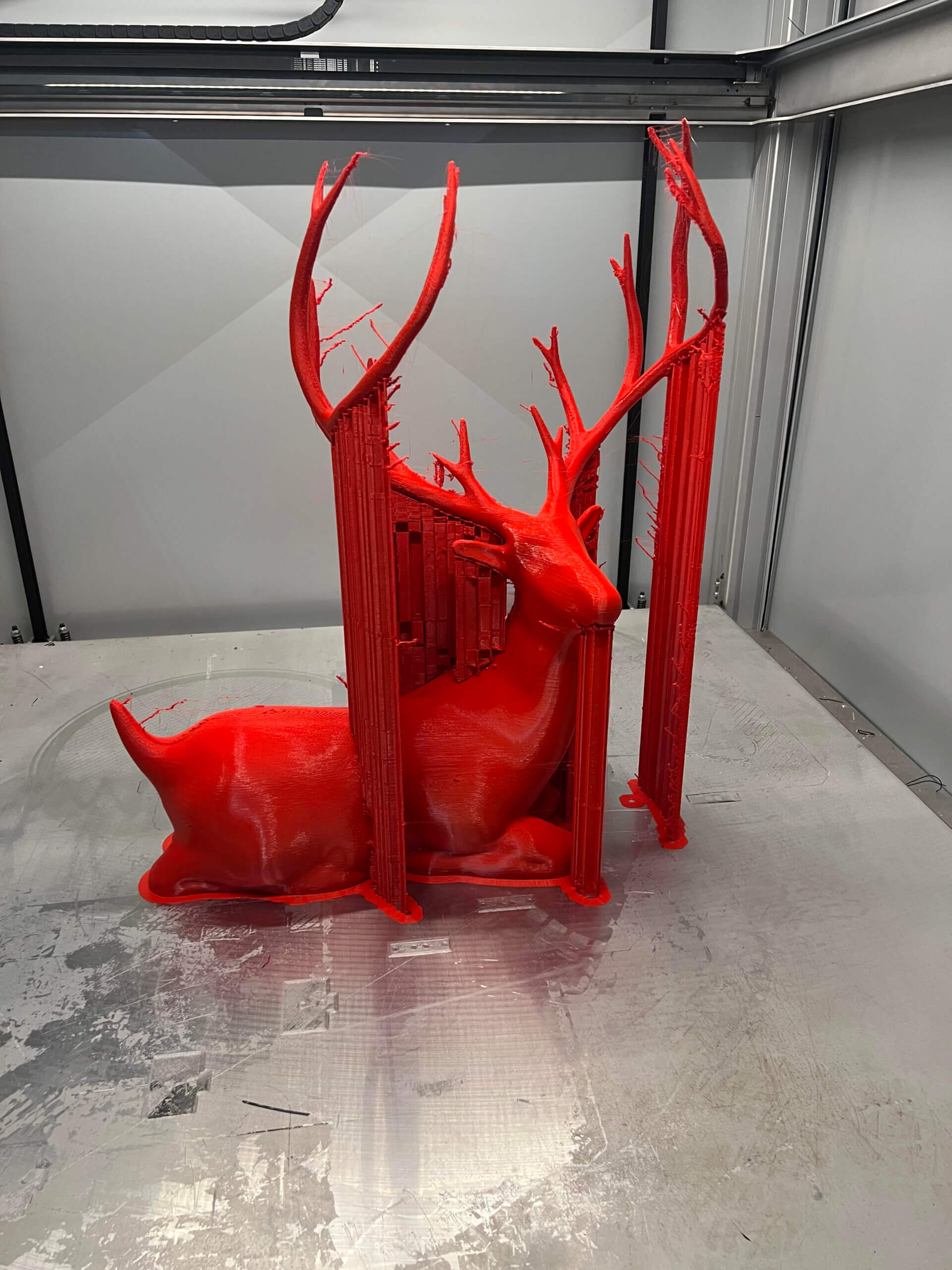 Cerf imprimé en 3D grand format, support technique, PAMI3D